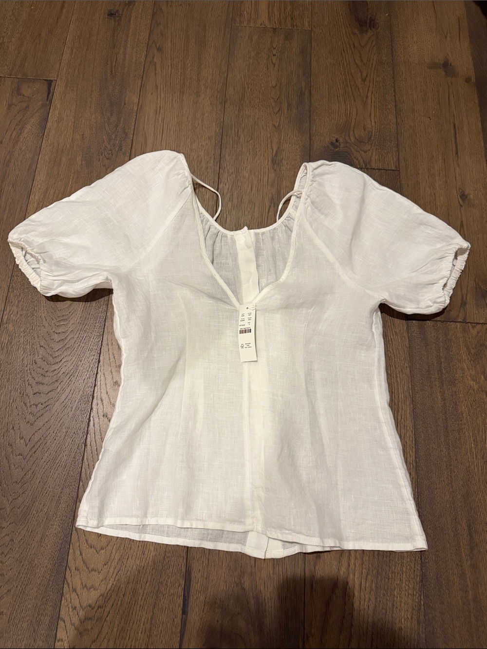 J. Crew White V Back Linen Top Blouse, Size 0, NWT - Picture 2 of 4